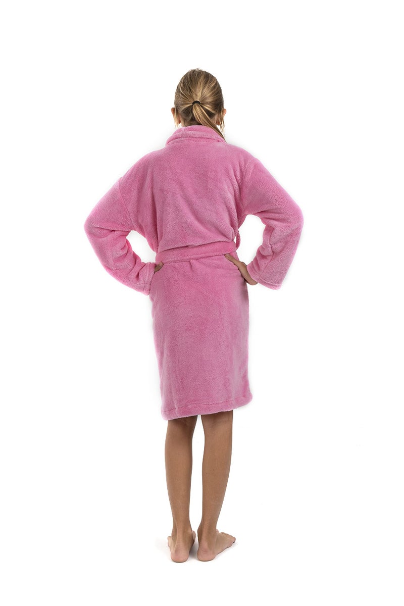 BC BARE COTTON Kids Microfiber Fleece Shawl Robe - Girls - Pink - XLarge - Image 2